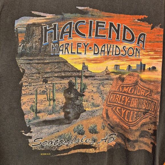 Harley Davidson vintage double sided graphic tee Mens XL Y2K drink splash desert - Picture 3 of 6